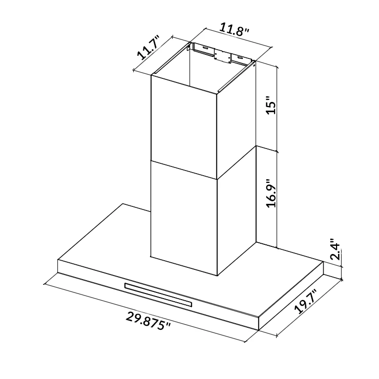 30" Wall Mount T-Shape Range Hood LH4-30 with LED - Image 3