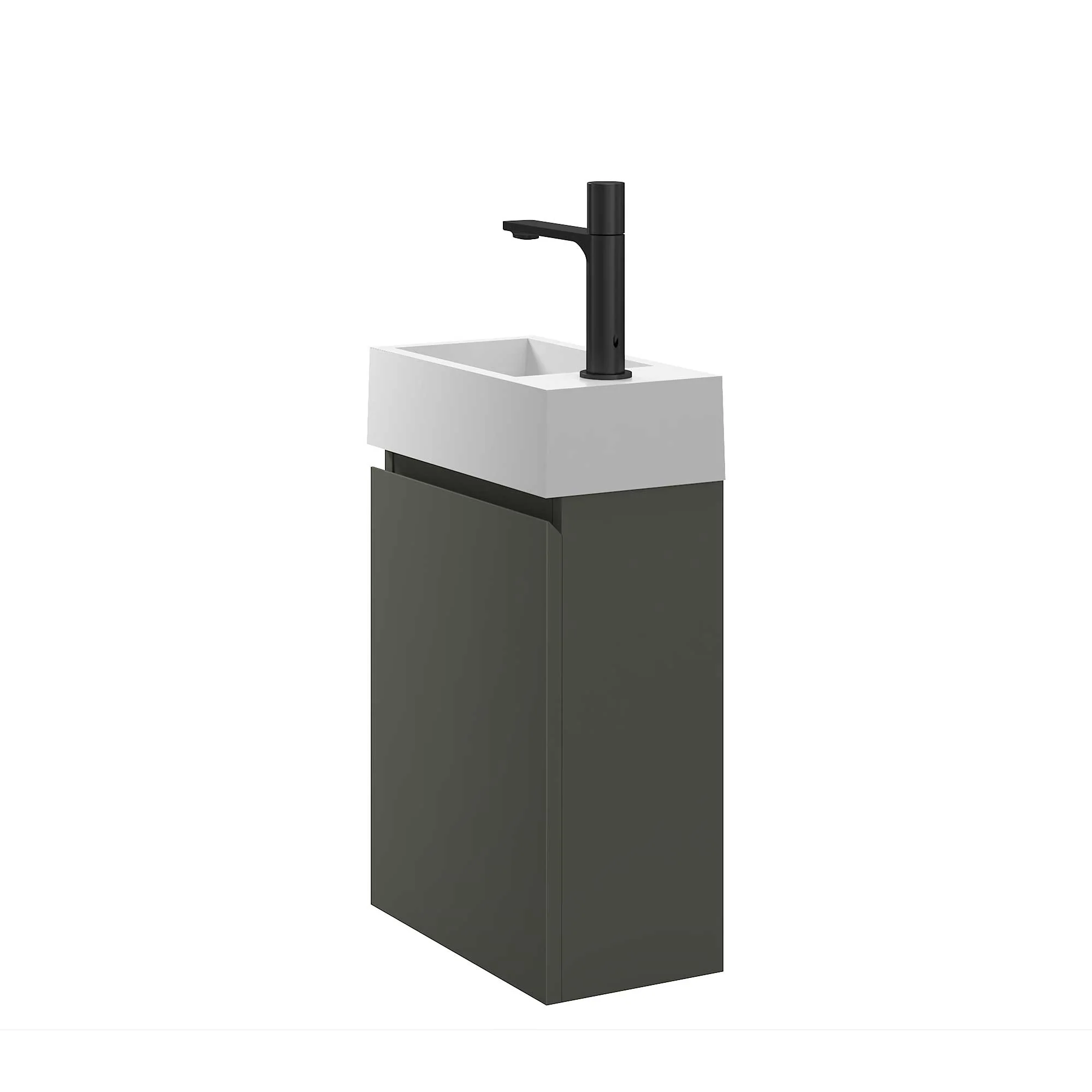16" Wall Mount Single Bathroom Vanity in Gray with White Integrated Sink and Mirror - Image 2