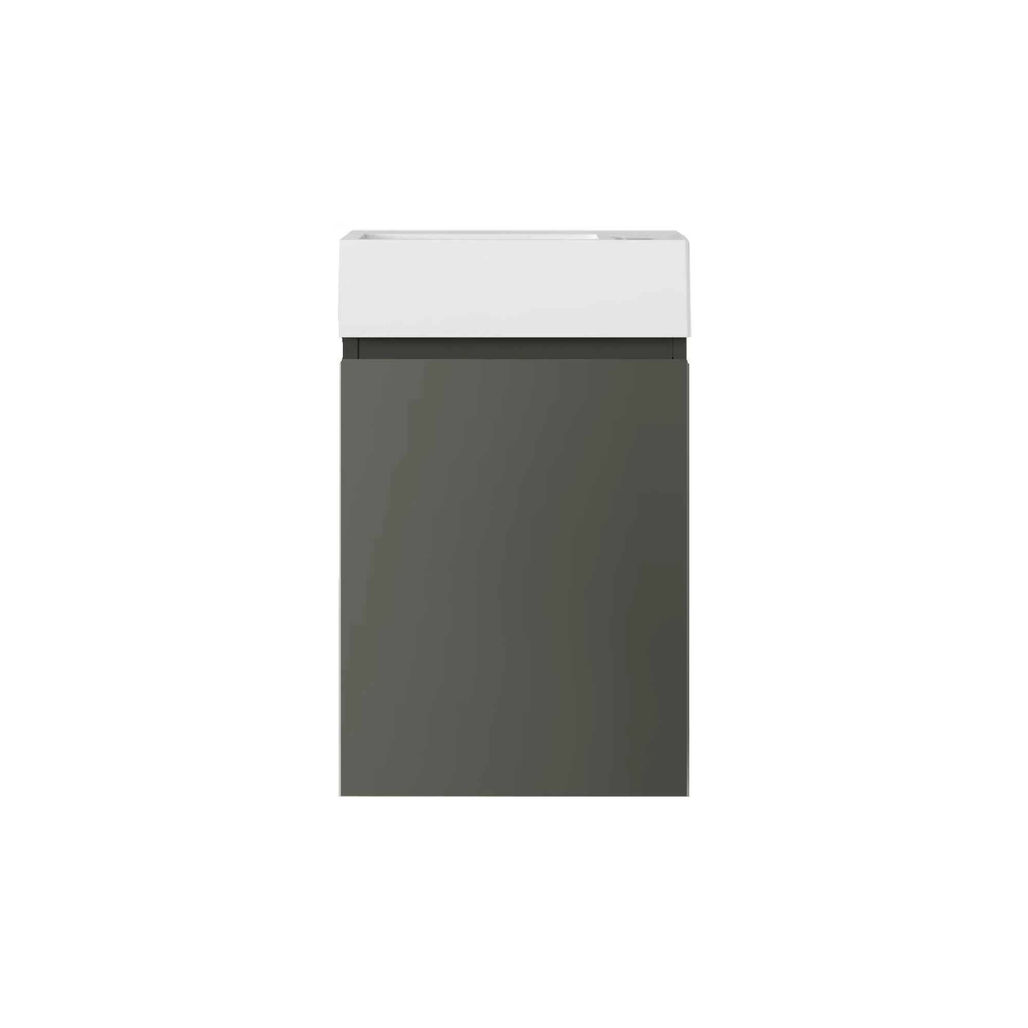16" Wall Mount Single Bathroom Vanity in Gray with White Integrated Sink and Mirror - Image 5