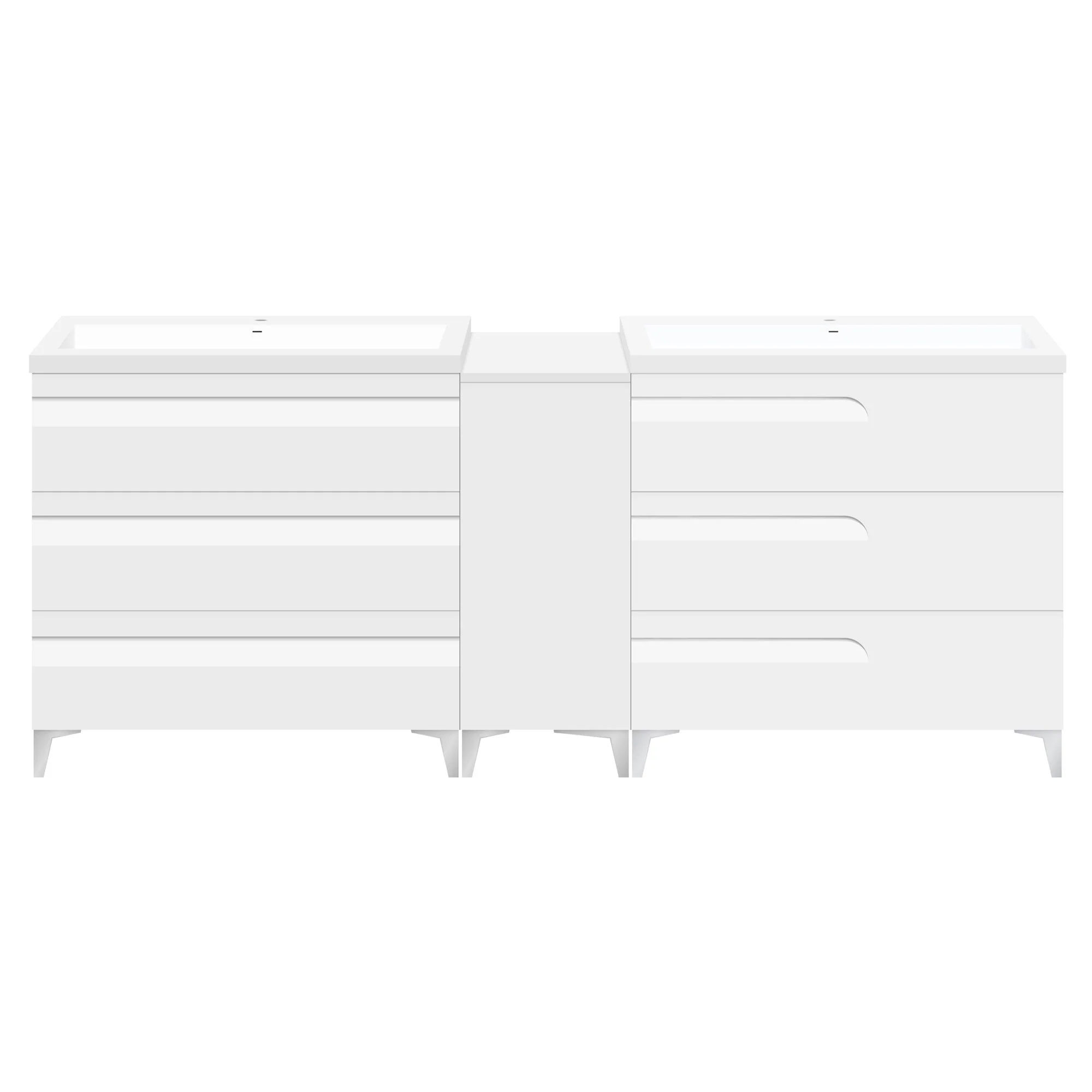60" Freestanding Vanity Set in White Gloss with Two Square Sinks (LV78-C13B-60W) Style 7-8 - Image 2