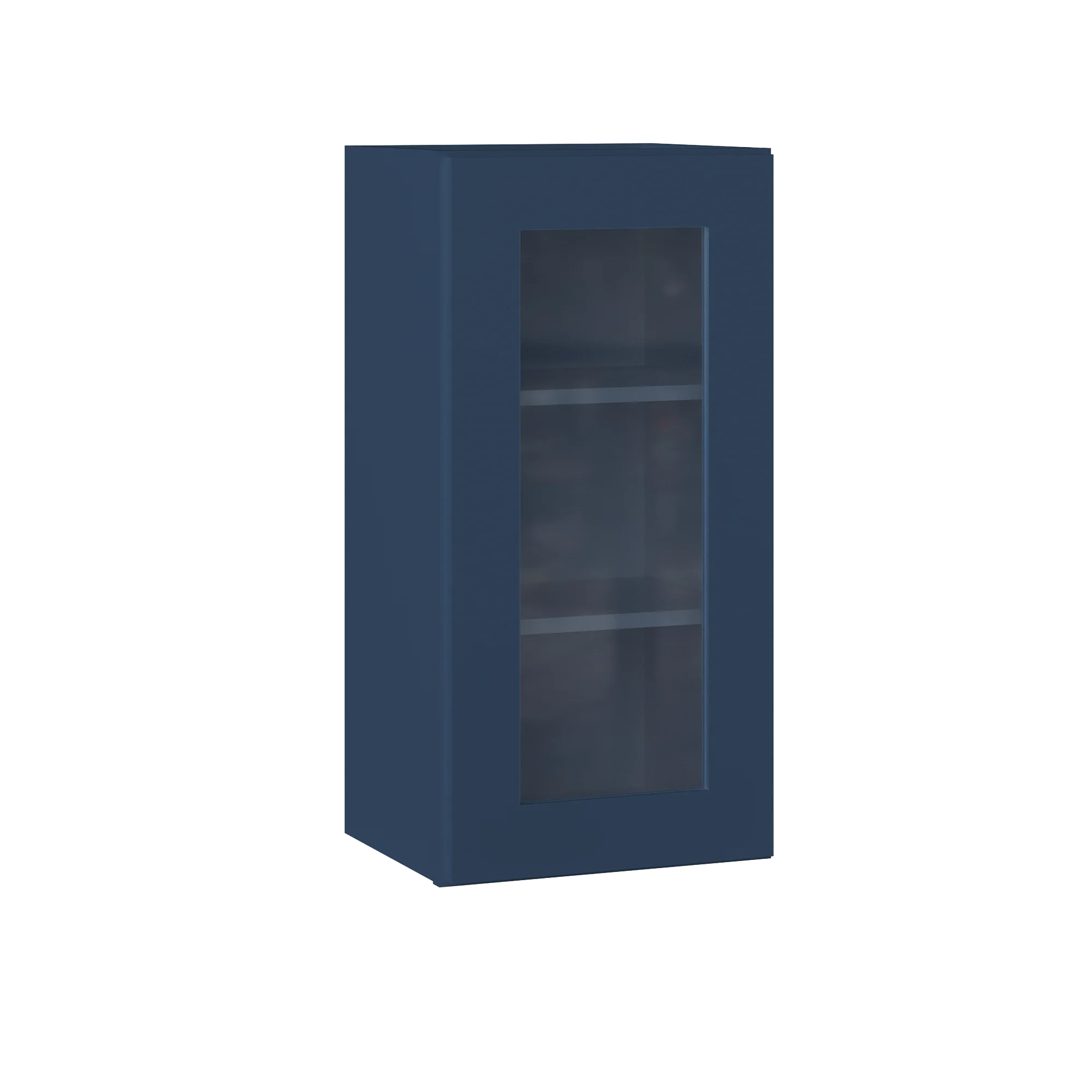 Frosted Glass Door Wall Kitchen Cabinet WMD1530 Danbury Blue LessCare 15 in. width 30 in. height 12 in. depth - Image 2