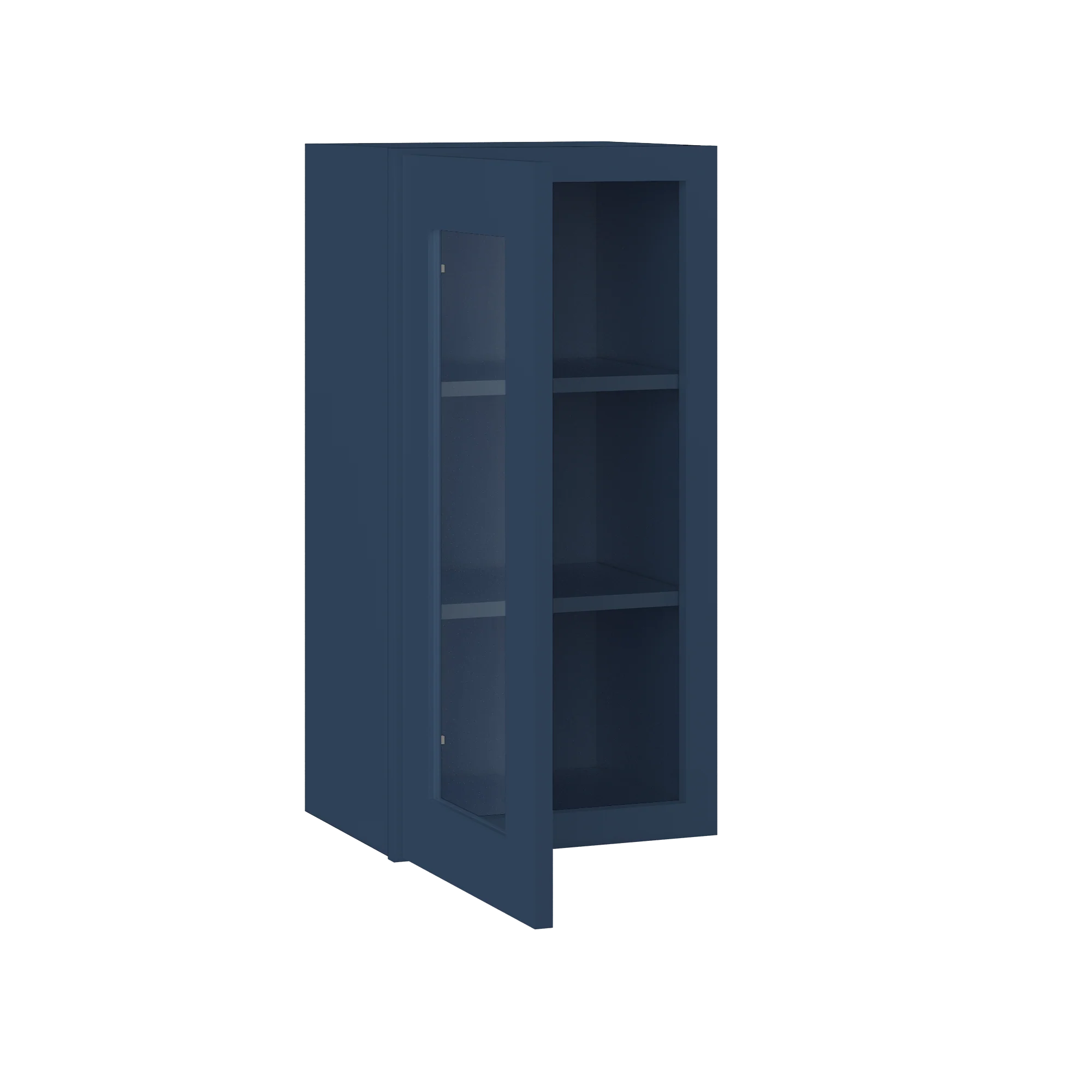Frosted Glass Door Wall Kitchen Cabinet WMD1530 Danbury Blue LessCare 15 in. width 30 in. height 12 in. depth - Image 4